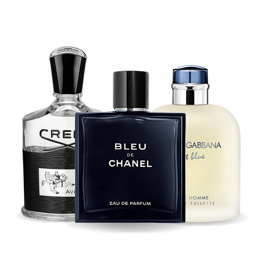 3 parfüm készlet Bleu de Chanel, Creed Aventus, Light Blue Dolce Gabbana 100ml