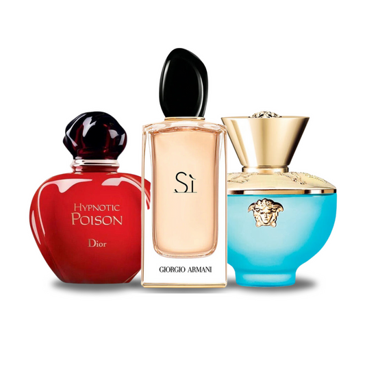 3 parfüm készlet Dior HYPNOTIC POISON, Giorgio Armani SÌ e Versace DYLAN TURQUOISE 100ml